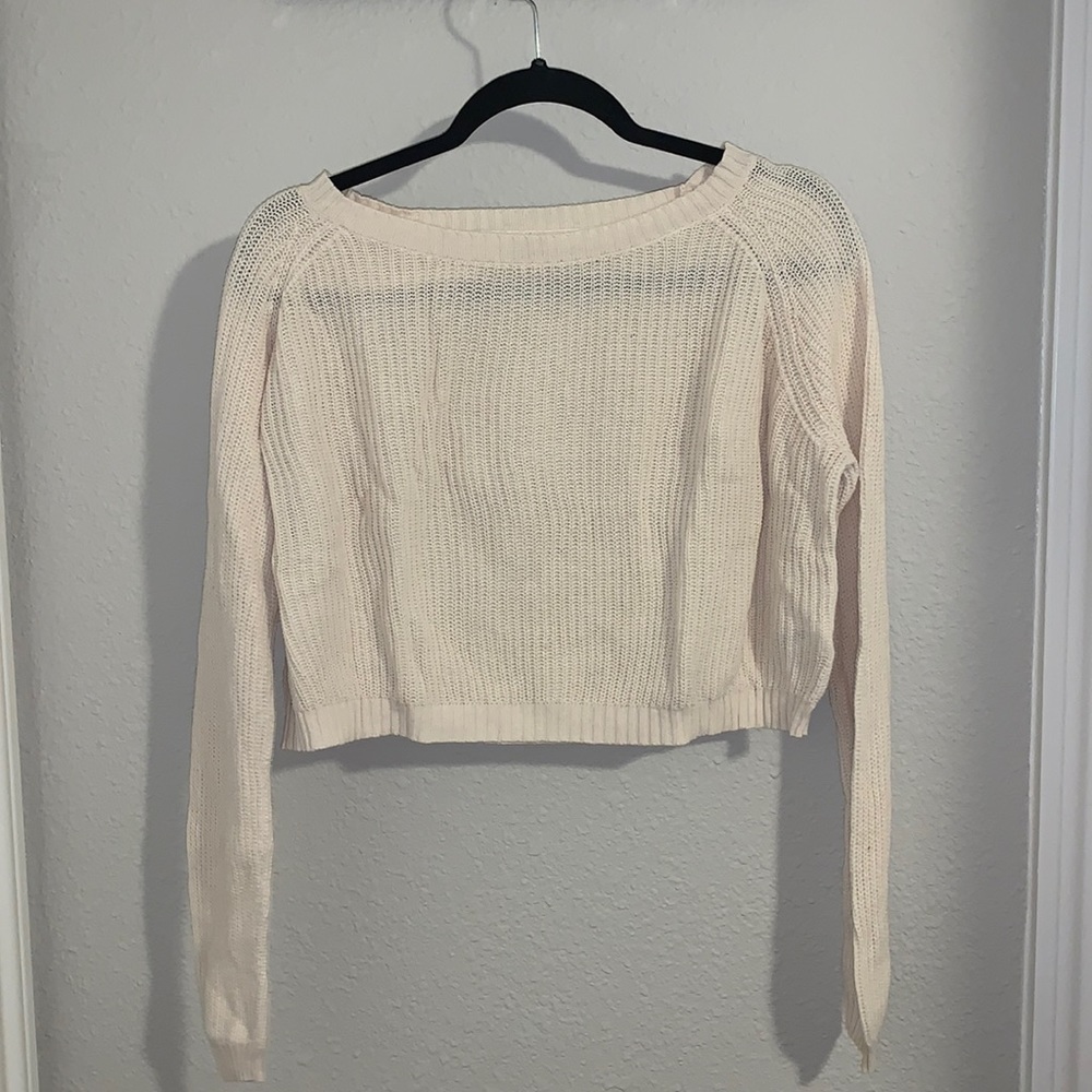 white cropped sweater